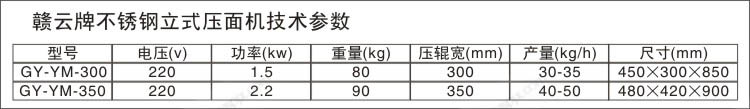 不锈钢立式压面机技术参数